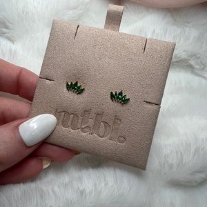 18k Gold Plated Emerald Crown Studs